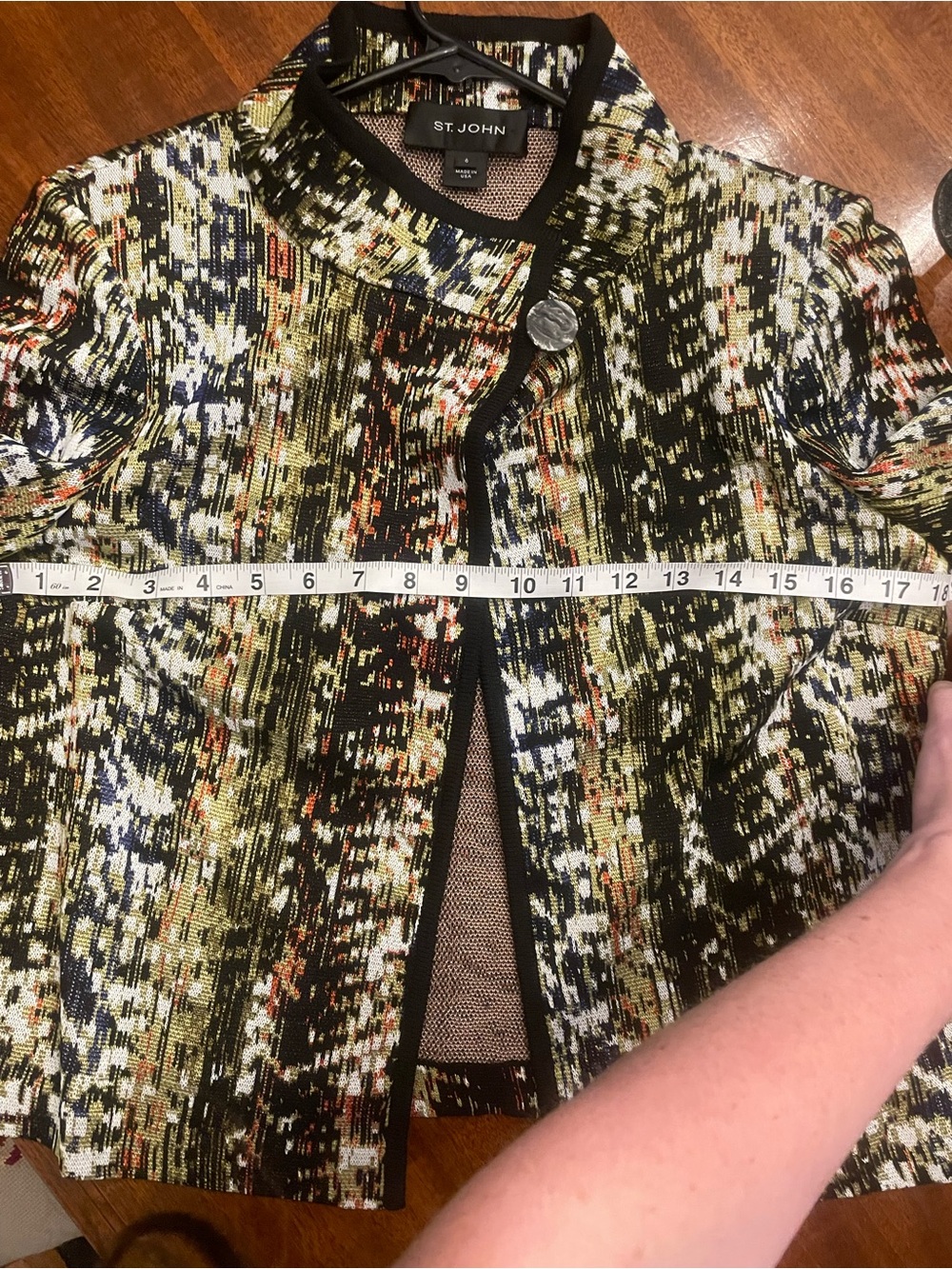 St. John Collection Knit Jacket Size 6 Abstract Jacquard Cardigan Blazer - Picture 7 of 9